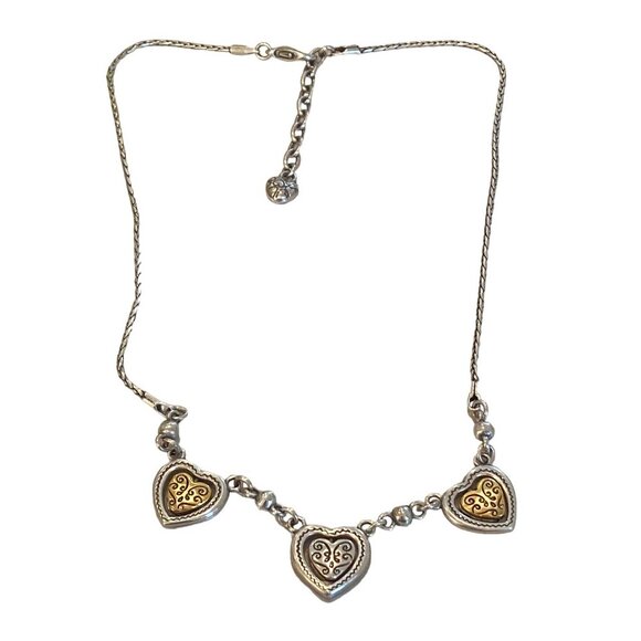 Brighton Jewelry - RETIRED Brighton Rotating Gold & Silver Decorative Plated Hearts Necklace